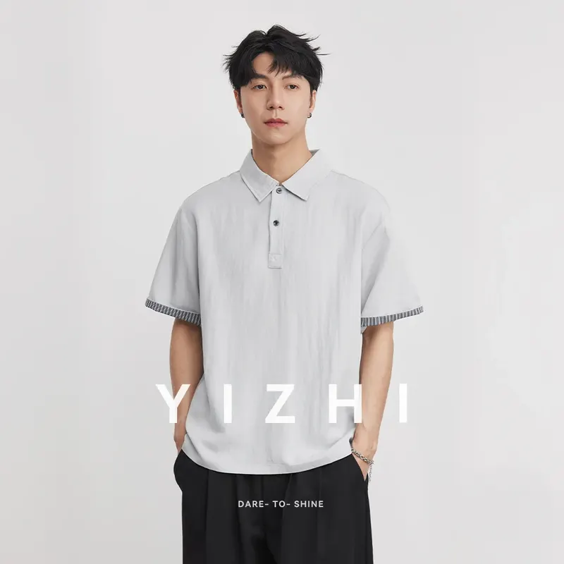 Simple Striped Short-sleeved POLO Shirt T-shirt For Men Summer 2026 New Trendy Versatile Slim T-shirt Top