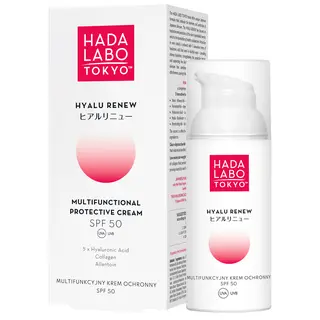 Hada Labo Tokyo Hyalu Renew multifunkcyjny krem ochronny SPF 50 do twarzy z 5 formami kwasu hialuronowego, kolagenem i alantoiną 50 ml