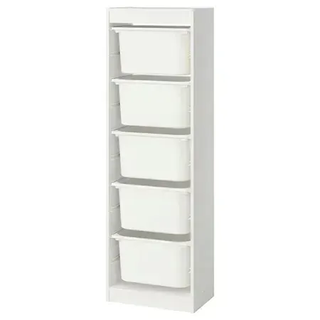 IKEA TROFAST regał BIAŁY+5 pojemników na zabawki b