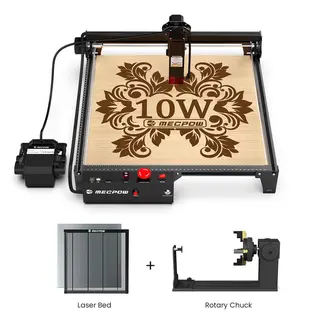Grawerka laserowa Mecpow X3 Pro 10W, stół laserowy, uchwyt obrotowy 440×440×22 mm