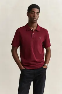 Gant Koszulka Polo Męska Z Kołnierzykiem Polo Regular Fit Bordowa