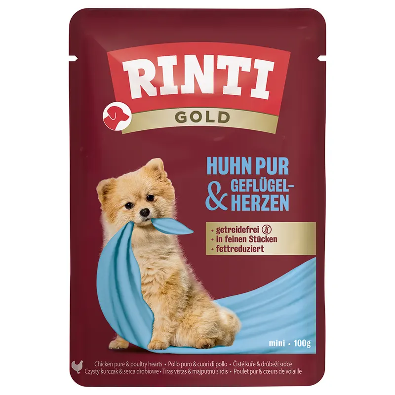 RINTI Gold 10 x 100 g - Kurczak z sercami drobiowymi