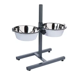 TIAKI podwójna miska z regulowanym stojakiem - 2 x 1600 ml, Ø 21 cm