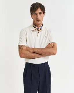 Gant Polo Męskie Z Krótkim Rękawem Regular Fit Kremowe