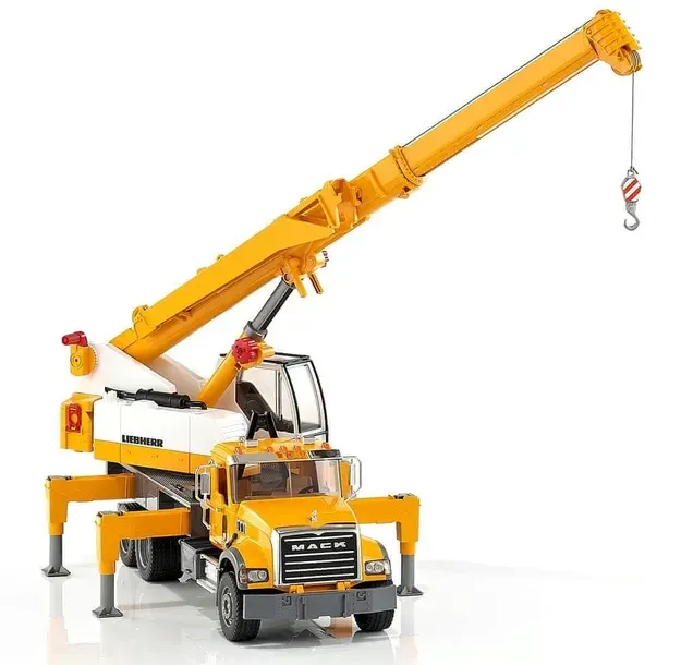 Bruder 02818 Ciężarówka Mack Granite z dźwigiem Liebherr