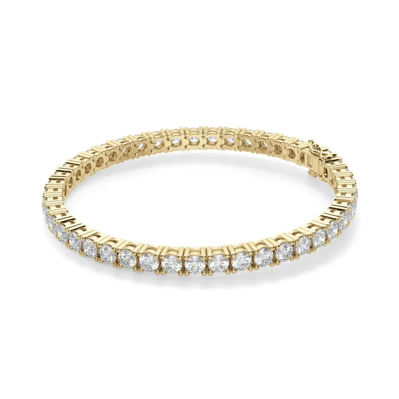 4 Prong Okrągła Diamentowa Tenisowa Bransoletka 9,00 krt z Żółtego Złota pr. 14K (585)