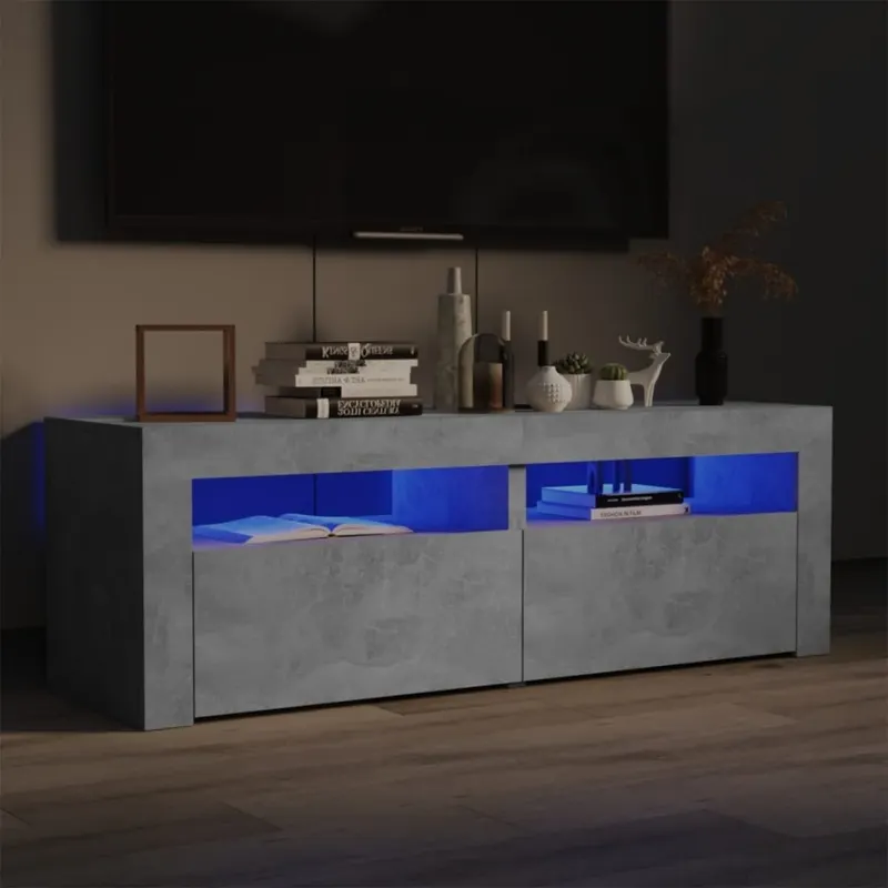 Szafka pod tv z oświetleniem led, szarość betonu, 120x35x40 cm
