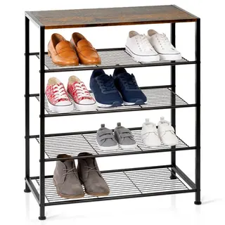 Regał na buty metalowy czarny 5-poziomowy 60x30x74 cm