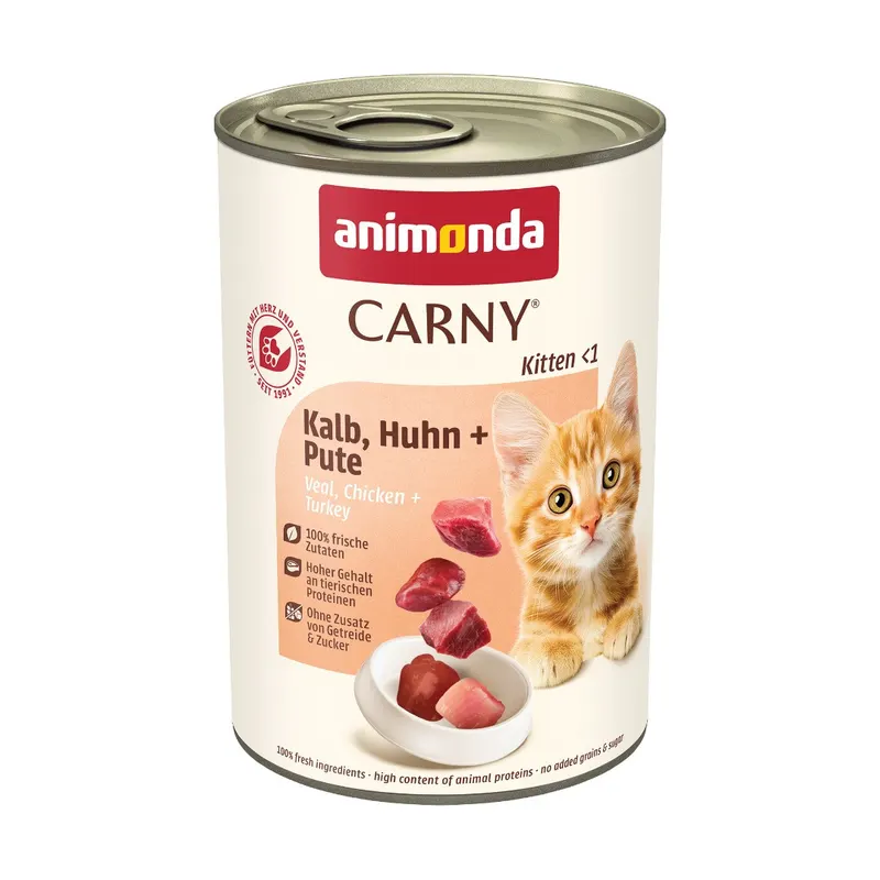 ANIMONDA Carny Kitten Cielęcina, kurczak, indyk - mokra karma dla kota - 400g