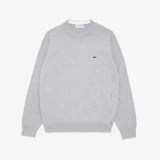 Lacoste Erkek Bisiklet Yaka Gri Triko Kazak Męskie Szary
