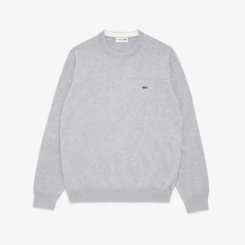 Lacoste Erkek Bisiklet Yaka Gri Triko Kazak Męskie Szary