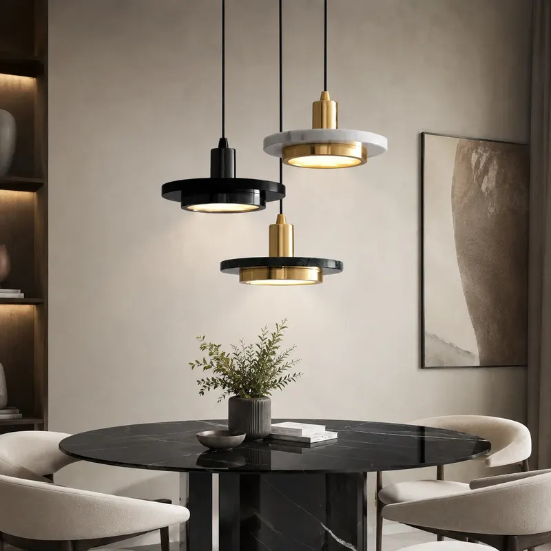 Lampa wisząca LED SAVRINA z naturalnego marmuru i metalu