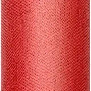 TIUL DEKORACYJNY CZERWONY NA ROLCE NA KOKARDY POMPONY WESELE 30 CM X 9 M