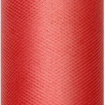 TIUL DEKORACYJNY CZERWONY NA ROLCE NA KOKARDY POMPONY WESELE 30 CM X 9 M