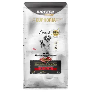 BIOFEED Euphoria Fresh Adult Medium & Large Wieprzowina z wołowiną - sucha karma dla psa - 12kg