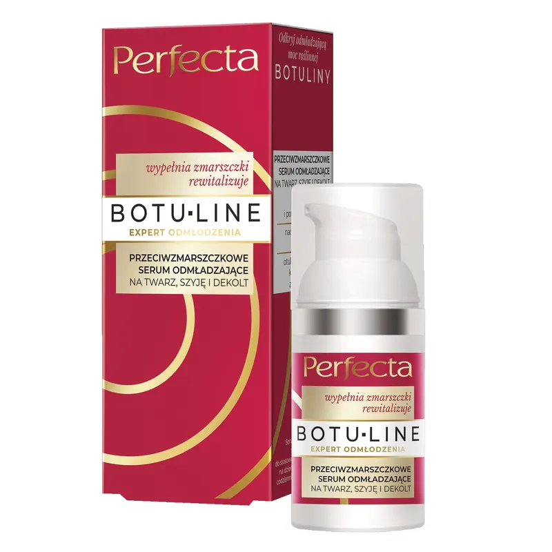 Perfecta Botu-Line serum przeciwzmarszczkowe na twarz, szyję i dekolt z peptydami, kwasem hialuronowym, masłem shea i olejem buriti 30 ml