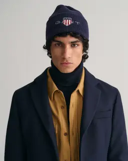 Gant Czapka Zimowa Unisex Z Nadrukiem Granatowa