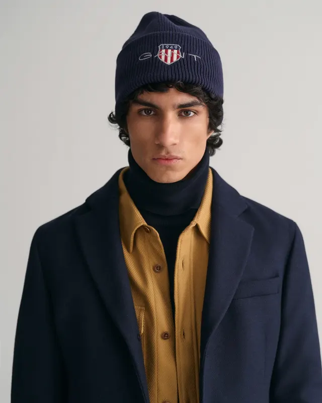 Gant Czapka Zimowa Unisex Z Nadrukiem Granatowa