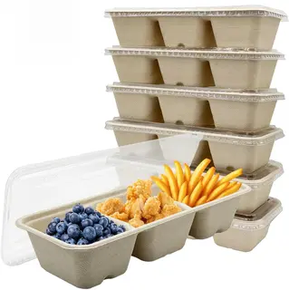 POJEMNIKI 20 SZTUK REKTYFIKOWANE PUDELKA BENTO 3 PRZEGRODY JEDNORAZOWE
