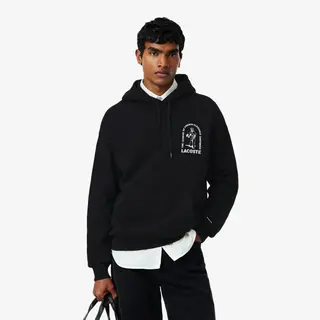 Lacoste Bluza Z Kapturem O Luźnym Kroju Z Nadrukiem Męskie Czarny