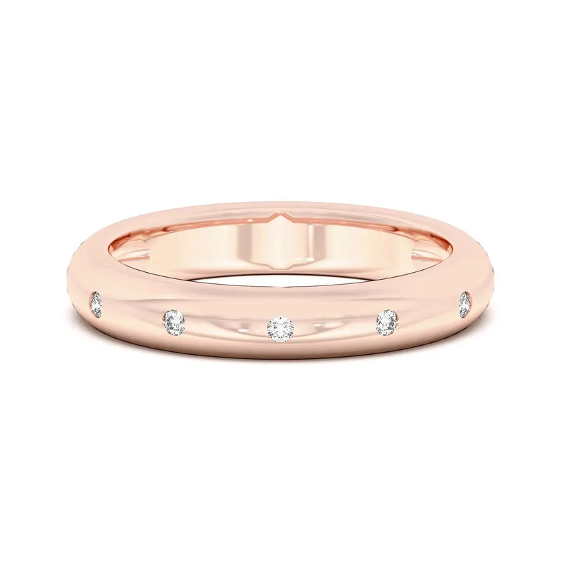 Obrączka Ślubna Petite Dome Accented Laboratoryjny Diament 585 Różowe Złoto (14K)
