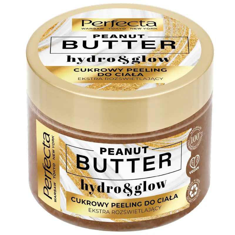 Perfecta cukrowy peeling do ciała Peanut Butter z drobinami cukru, olejem macadamia i drobinkami rozświetlającymi 300 g
