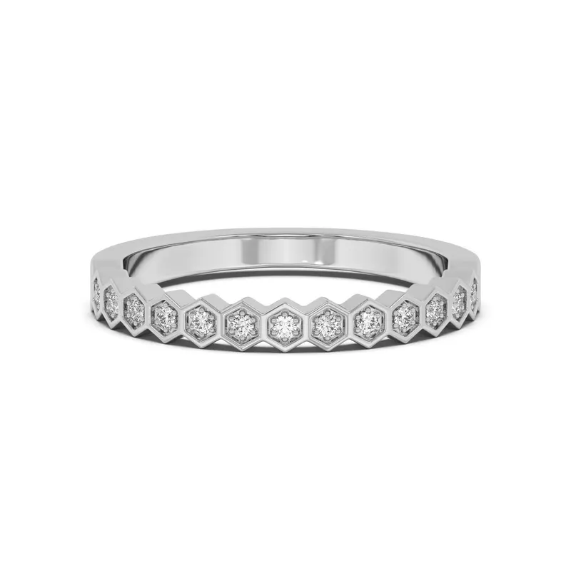 Obrączka Ślubna Hexagon Laboratoryjny Diament 585 Białe Złoto (14K)