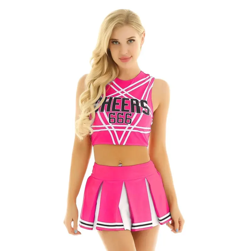 Strój cheerleaderki - Różowy S