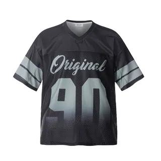 Vintage Jersey T-Shirt Men Y2K Graphic Letter Print Sport Breathable Tshirt Streetwear Harajuku Hip Hop Casual V-Neck Top Male