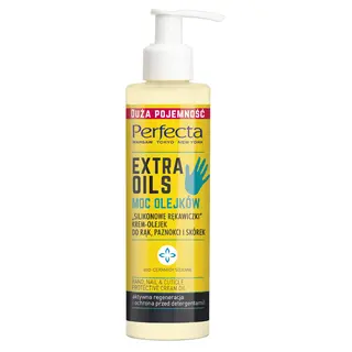 Perfecta Extra Oils silikonowe rękawiczki krem olejek do rąk, paznokci i skórek z olejem arganowym, masłem shea i bio-ceramidami 195 ml