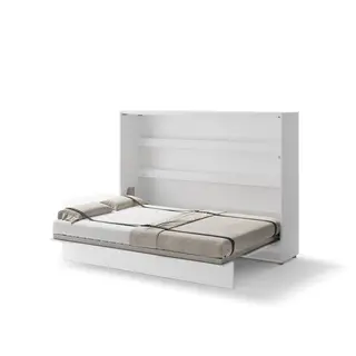 Półkotapczan poziomy BC-04 Bed Concept | 140x200 cm | Biały Połysk | składany | funkcjonalny | oszczędność przestrzeni