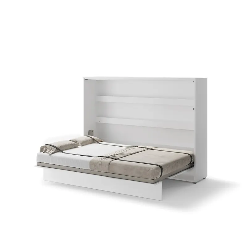 Półkotapczan poziomy BC-04 Bed Concept | 140x200 cm | Biały Połysk | składany | funkcjonalny | oszczędność przestrzeni