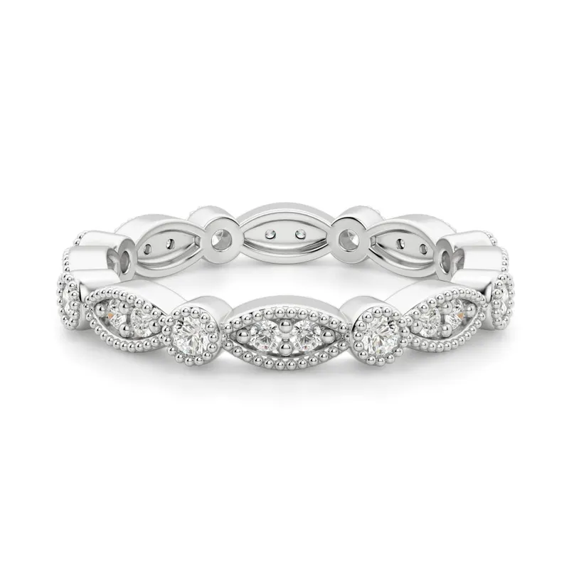 Obrączka Ślubna Eternity Dot and Marquise Laboratoryjny Diament 585 Białe Złoto (14K)