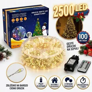 Lampki choinkowe rosa wewnętrzne i zewnętrzne 100 m 2500led lampek