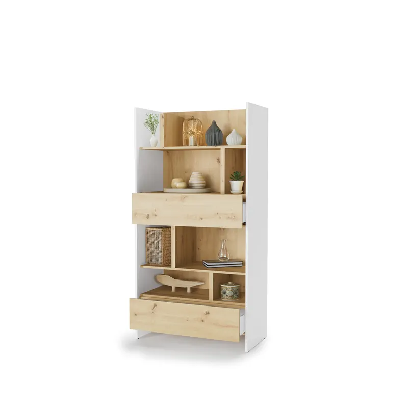 Regał Bed Concept BC-28 | 92x178X46 cm | Biały/Dąb Artisan | Biały/Dąb artisan regał Lenart | funkcjonalny | do półkotapczanu