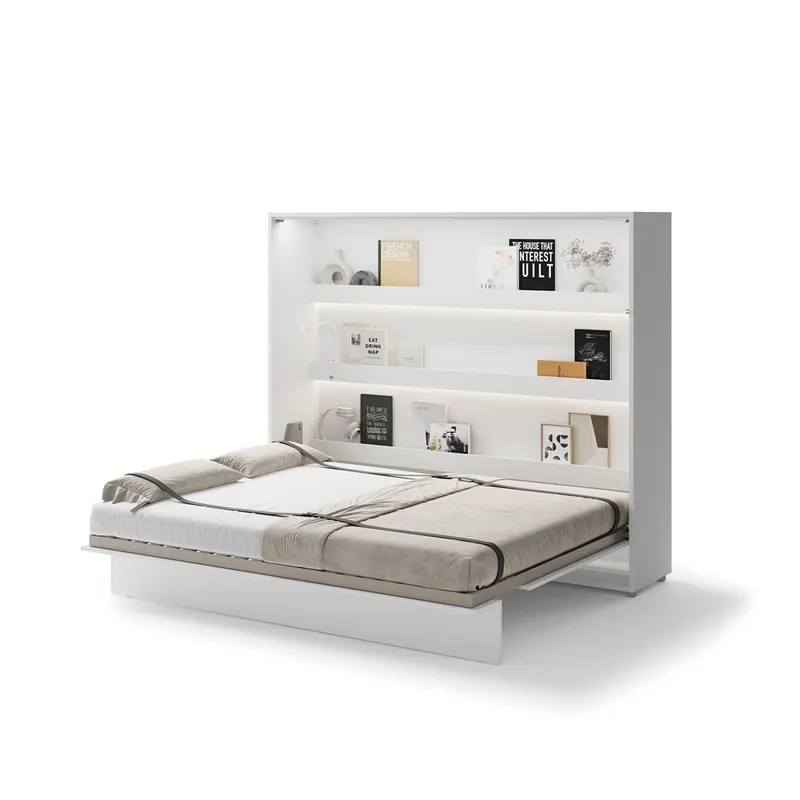 Półkotapczan poziomy BC-14 Bed Concept | 160x200 cm | Biały Połysk | składany | funkcjonalny | oszczędność przestrzeni