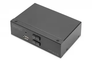 Digitus Przełącznik KVM, 2 portowy, 4K 60Hz, 2xDisplayPort IN, 1xDisplayPort OUT, 2xUSB, 2xAudio IN&OUT