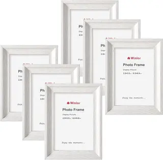 Mini ramki na zdjęcia 2,5 x 3,5'' szkło 6 szt. drewno MDF