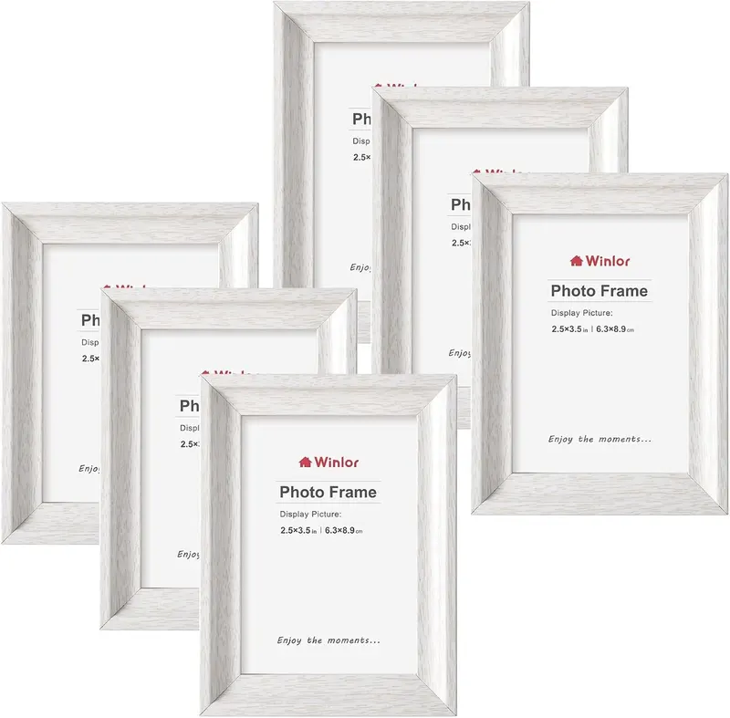 Mini ramki na zdjęcia 2,5 x 3,5'' szkło 6 szt. drewno MDF
