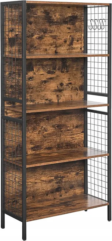 Regał BIUROWY KUCHENNY szafka 74x155x30 4 PÓŁKI vintage LOFT + 4 HACZYKI