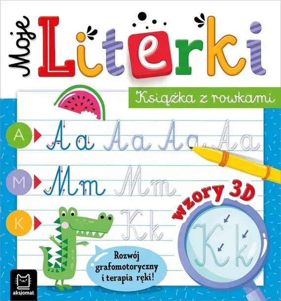 MOJE LITERKI Książka z rowkami 3D rozwój grafomotoryczne i terapia ręki
