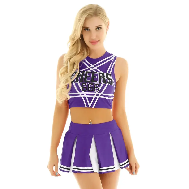 Strój cheerleaderki - Fioletowy S