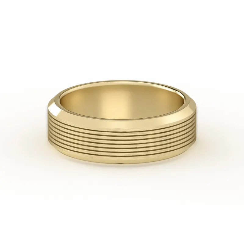 Teksturowana Obrączka Ślubna Edge Satin Finish 585 Żółte Złoto (14K) 6 MM