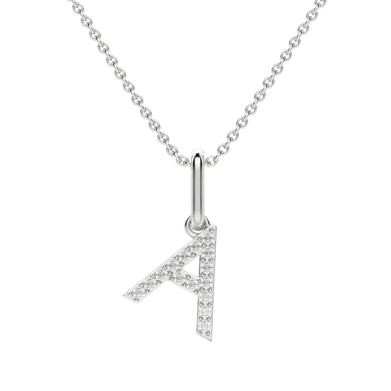 Wisiorek Litera "A" Laboratoryjny Diament 585 Białe Złoto (14K)