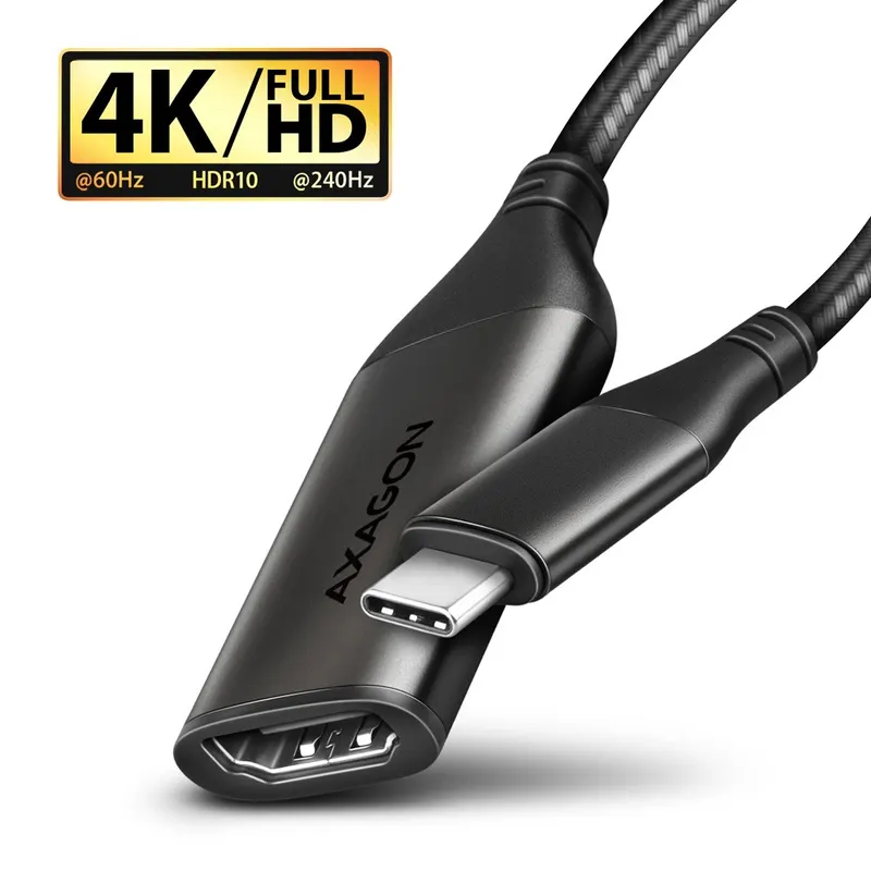 AXAGON RVC-HI2M Adapter aktywny USB-C -> HDMI 2.0 4K/60Hz Aluminiowy, 25cm kabel