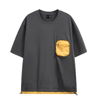 Summer Mountain Outdoor Functional Style Pocket Patchwork Workwear Short Sleeved T-shirt for Men and Women Loose Half Sleeves