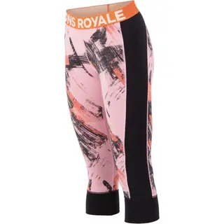 Mons Royale Cascade Merino Base Layer 3/4 Legging, bielizna narciarska, damska, różowo-czarna