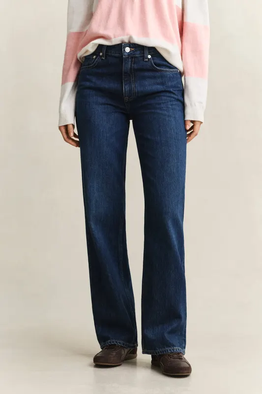 Gant Jeansy Damskie Relaxed Fit Granatowe