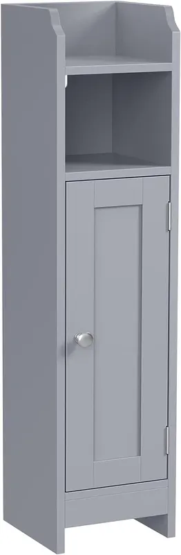 Wąska szafka łazienkowa SZAFKA TOALETOWA 20x18x80 cm REGULOWANE PÓŁKI SZARY
