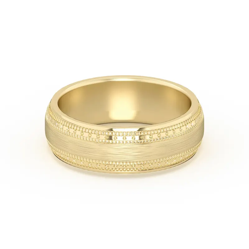 Double Beaded Wysoka Polska Obrączka Ślubna 585 Żółte Złoto (14K) 6 MM